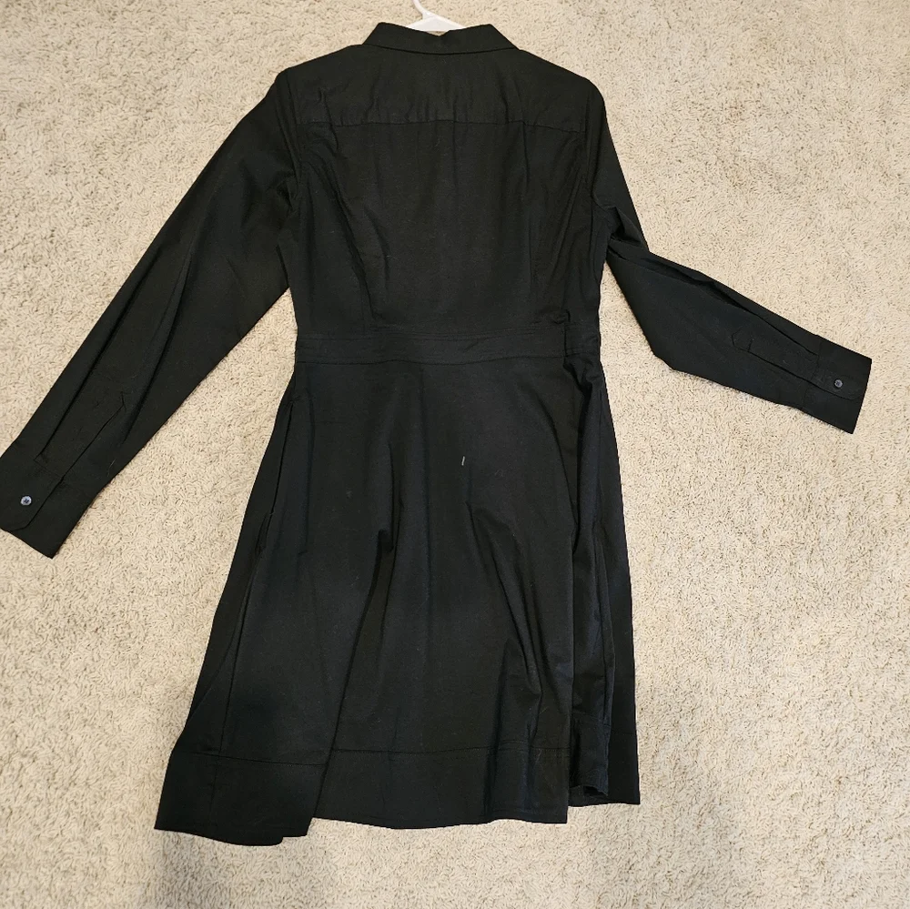 Banana Republic Black Long-Sleeve Belted Shirt Dress - Size 10, Worn Twice